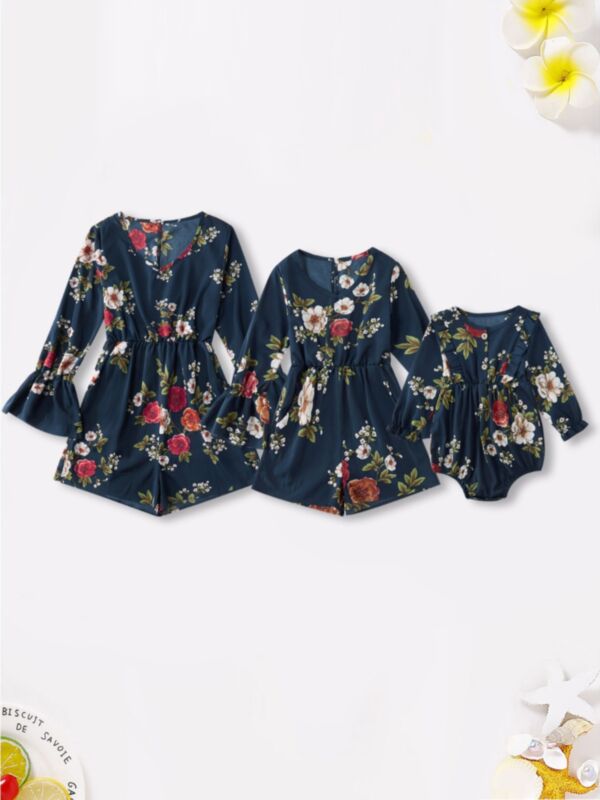 Mother And Daughter Floral Print Romper