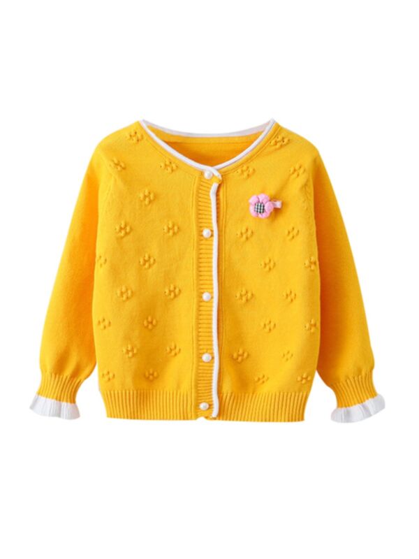 Kid Girl Flower Knit Cardigan