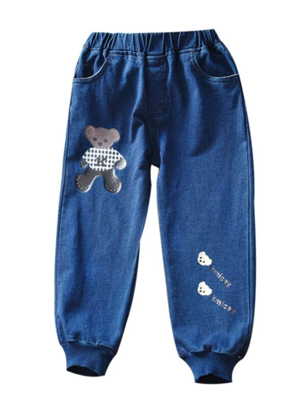 Kid Girl Kmicey Bear Demin Pants