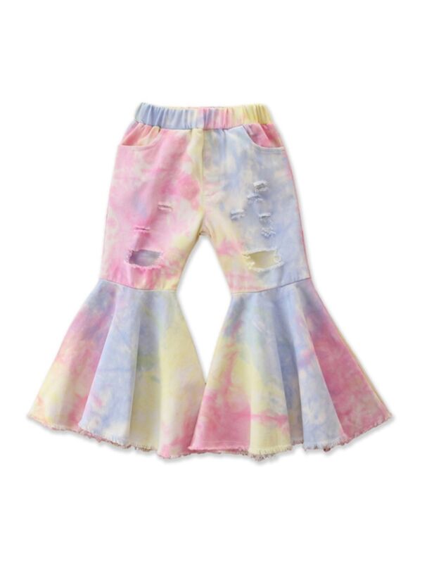 Kid Girl Tie Dye Ripped Flared Pants Wholesale Little Girl Clothing 200831415