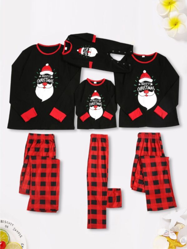 Merry Christmas Santa Checked Sleepwear Set Family Matching Outfits