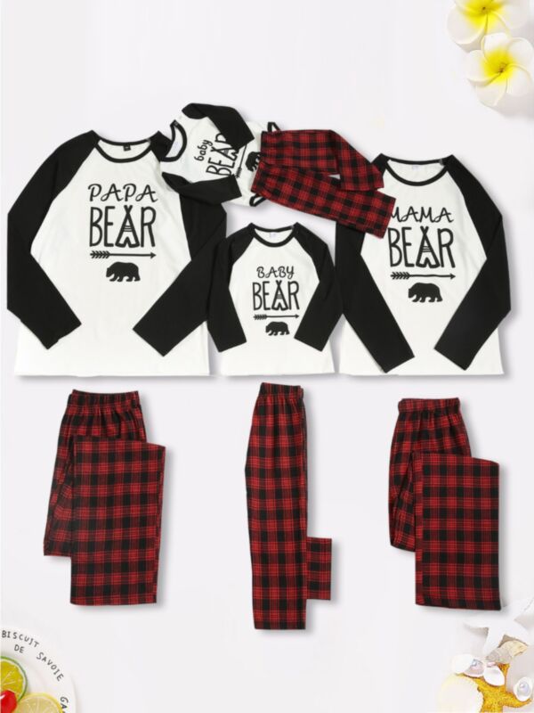 Bear Top And Plaid Pants Family Matching Christmas Homewear Set