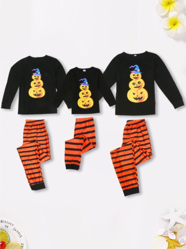 Family Matching Halloween Homewear Set Top & Stripe Pants