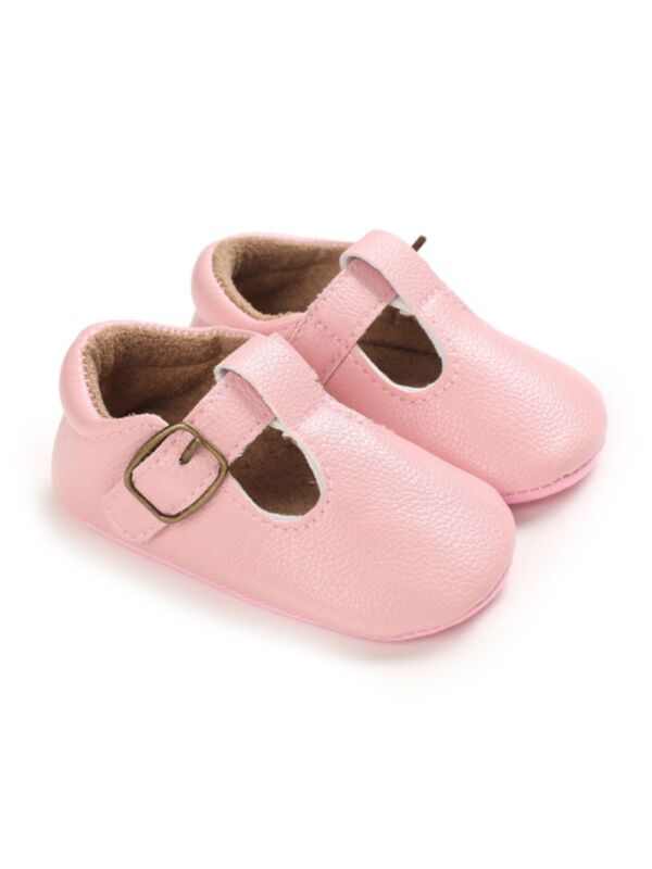 Baby Girl Solid Color T Bar Shoes