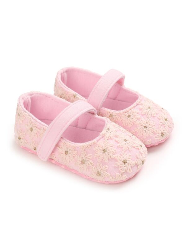 Baby Girl Embroidery Flowers Soft Sole Shoes