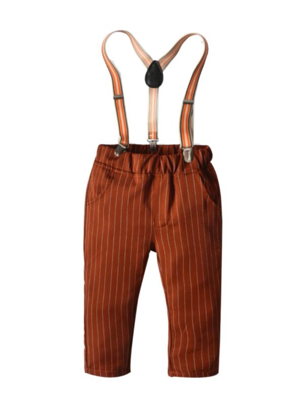 Kid Boy Gentlemen Stripe Suspender Pants