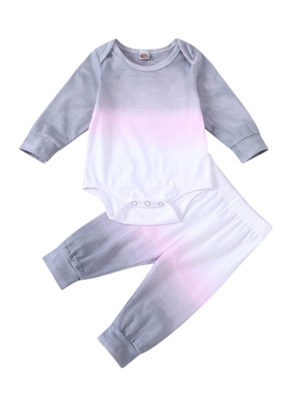 2 Pieces Baby Color Blocking Set Bodysuit And Trousers