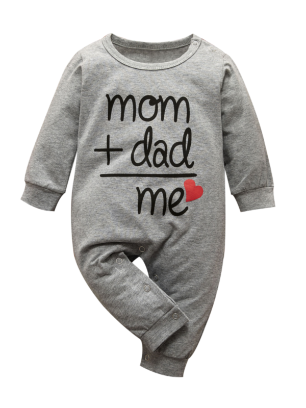 Baby Letters & Love Heart Gray Jumpsuit