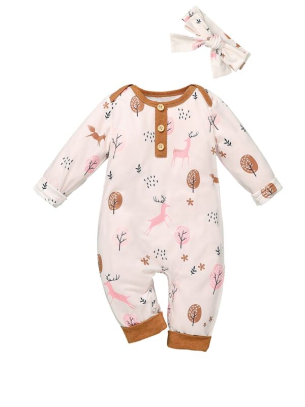 2 Pieces Baby Deer Jumpsuit & Headband