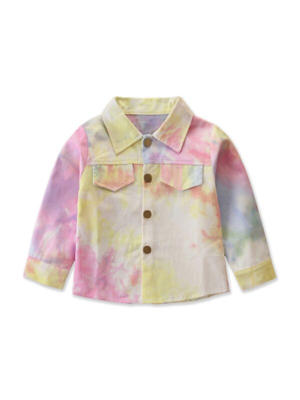 Kid Girl Tie Dye Fake Pockets Jacket Wholesale Little Girl Clothing 200910404
