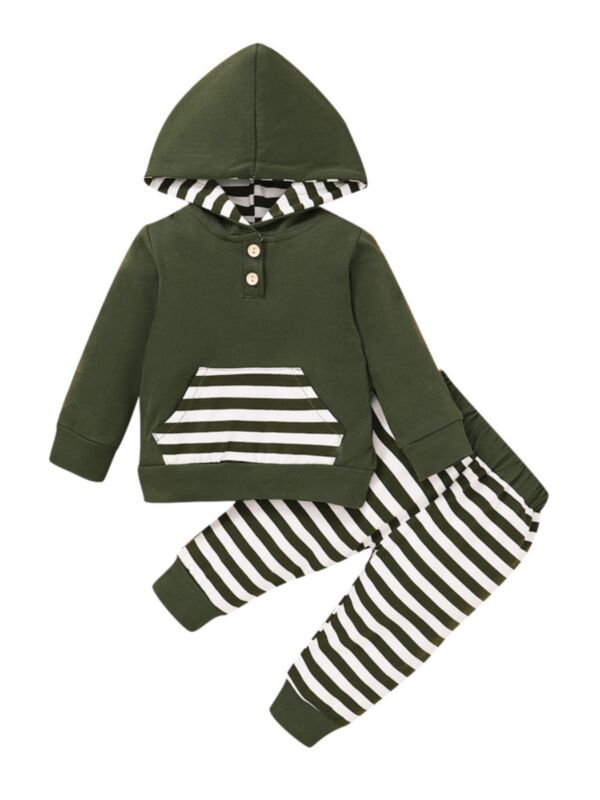 2 Pieces Baby Boy Stripe Set Hoodie And Trousers
