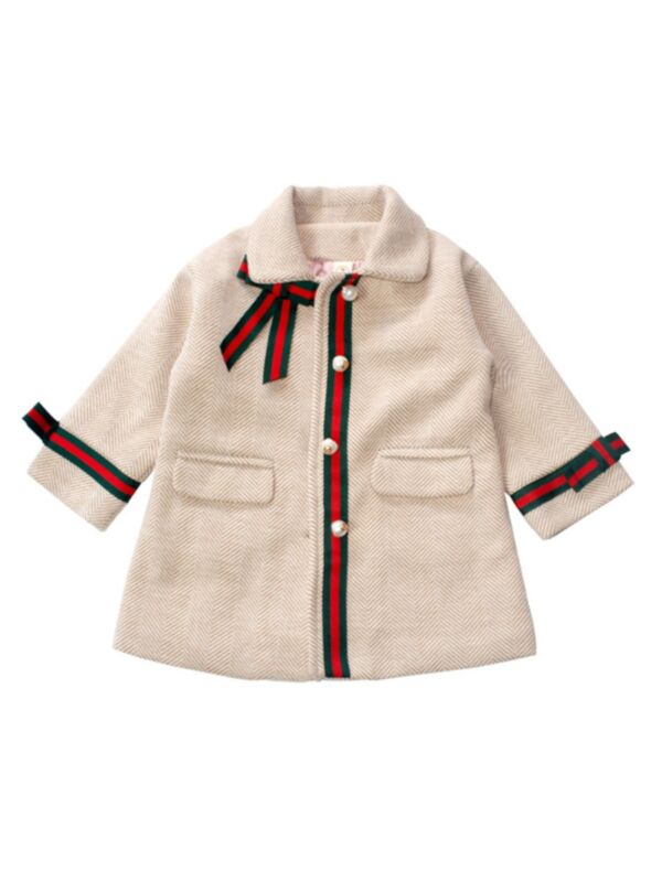 Fashion Kid Girl Bowknot Coat