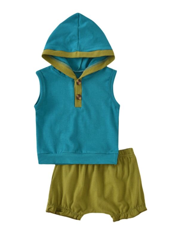2 Pieces Baby Tank Hooded Top With Shorts