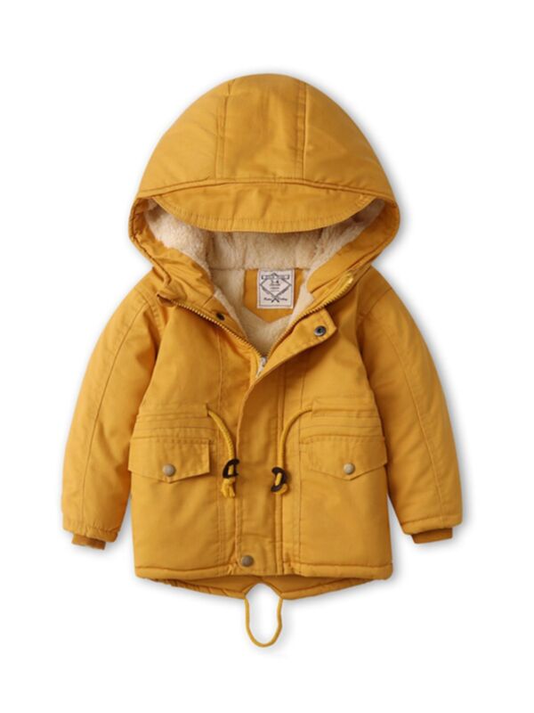 Kid Elastic Waist Hooded Coat