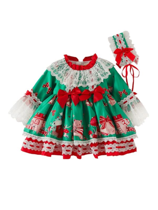 2 Pieces Infant Toddler Girl Christmas Spanish Dress And Headband