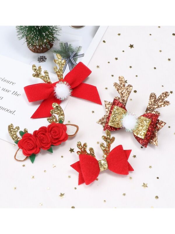 Kid Girl Christmas Sequins Bow Hair Clip