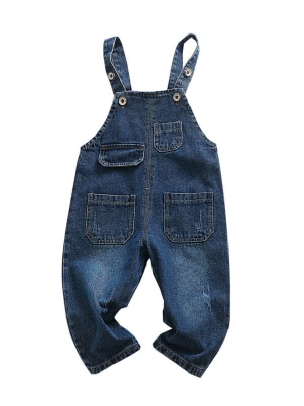 Little Kid Trendy Denim Suspender Trousers
