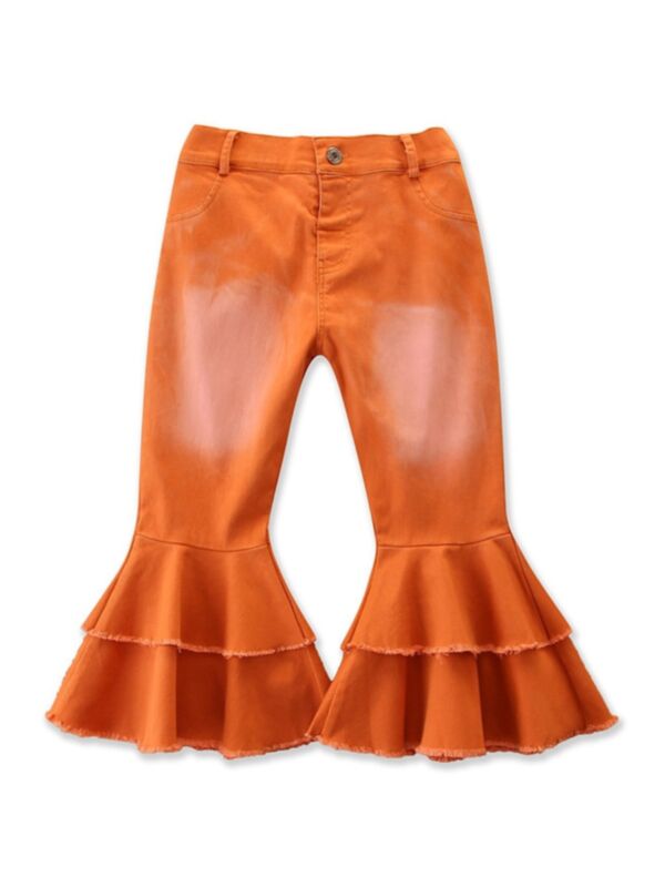 Kid Girl Tiered Flared Jeans Wholesale Little Girl Clothing 200924046