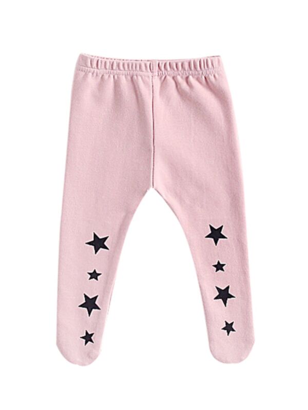 Baby Girl Star Print Footed Pants
