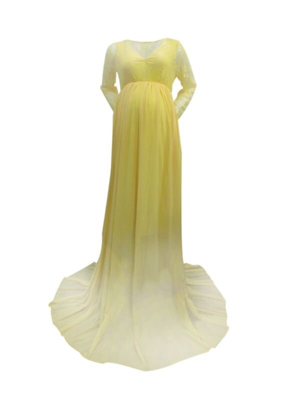 Maternity Long Sleeve Lace Maxi Dress 