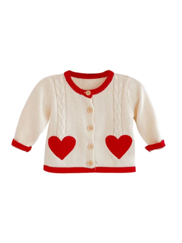 Baby Girl Love Heart Knit Cardigan