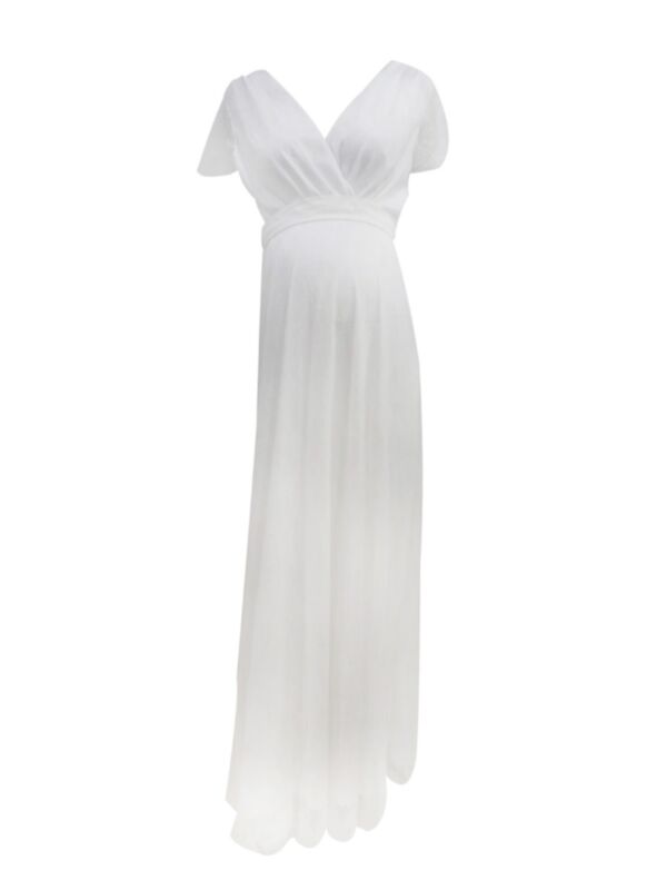 Maternity Lace Flutter Sleeve Dress