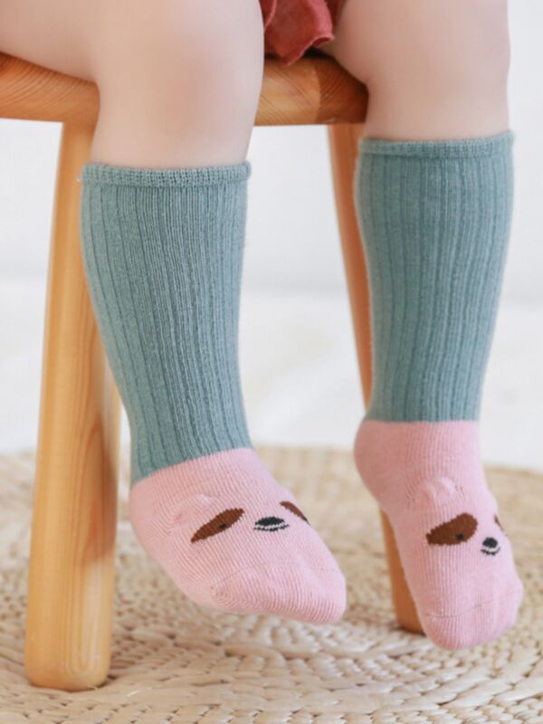 Baby Cartoon Color Blocking High Top Socks