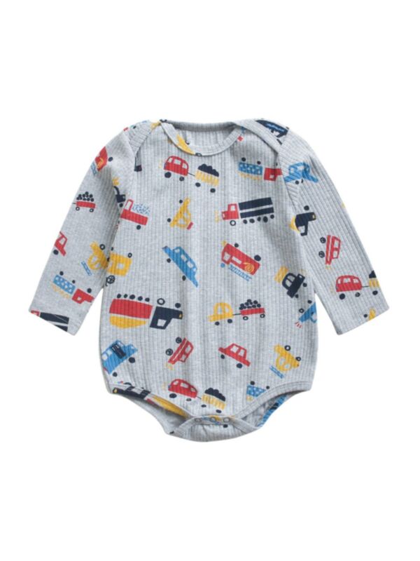 Baby Boy Car Print Long Sleeve Bodysuit