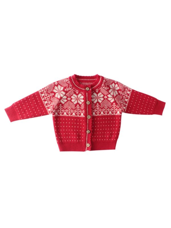 Baby Girl Snowflake Knit Cardigan