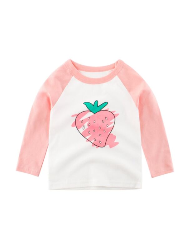 Kid Girl Strawberry Print T-Shirt