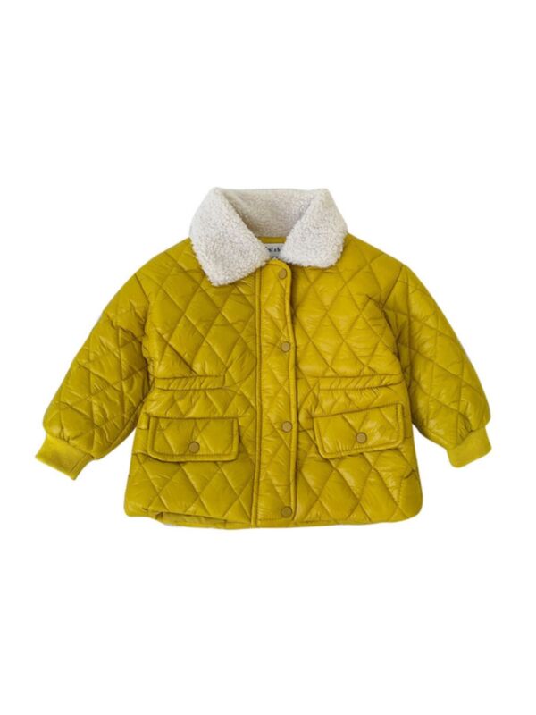 Kid Girl Fleece Collar Zip-up Jacket