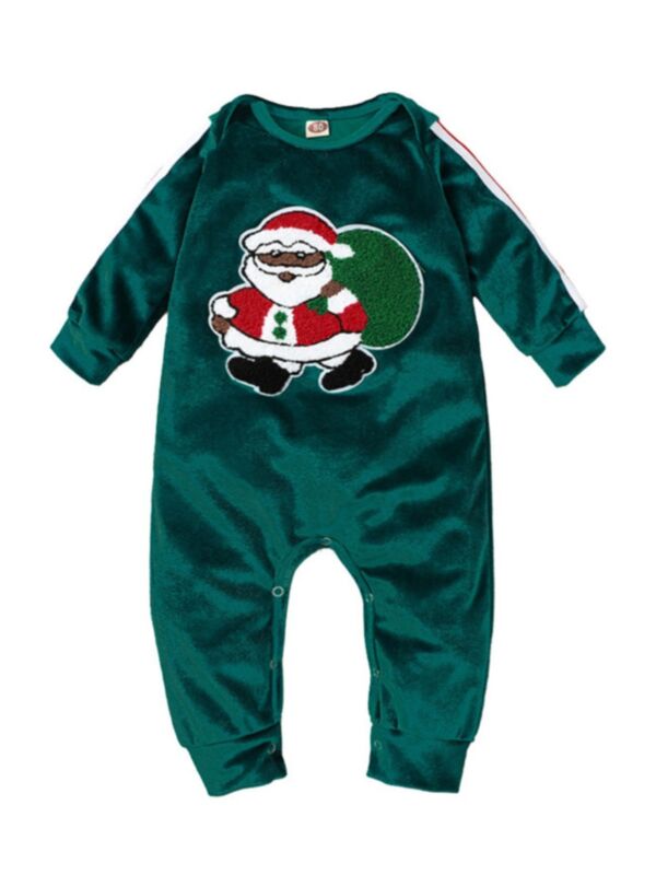 Baby Christmas Santa Green Jumpsuit