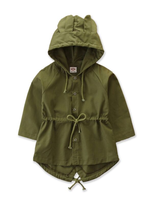 Kid Girl Solid Color Elastic Waist Hoodie Jacket Wholesale Little Girl Clothing 201005944