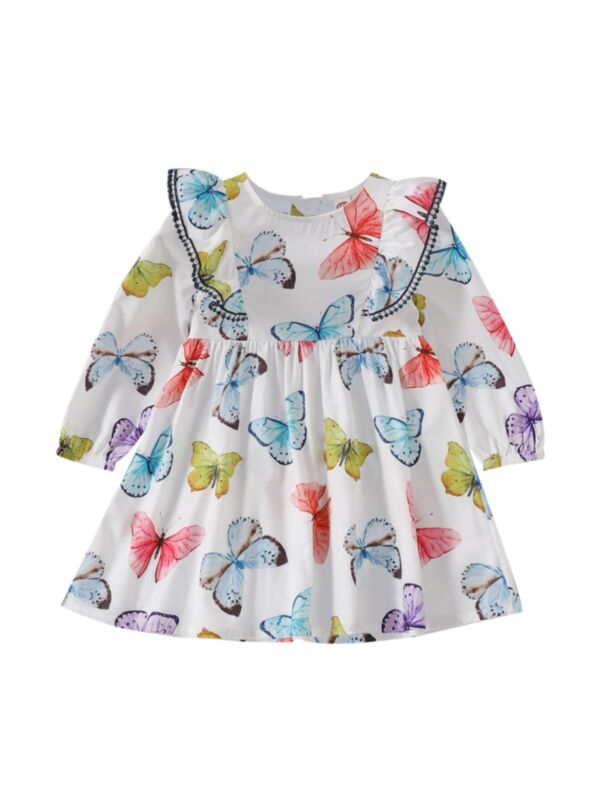  Kid Girl Butterfly Print Dress