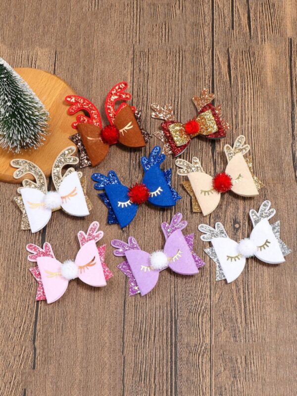 Kid Girl Christmas Sequins Antlers Hair Clip