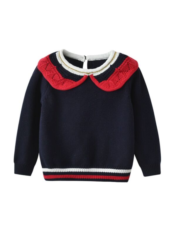 Infant Toddler Girl Doll Collar Knit Sweater
