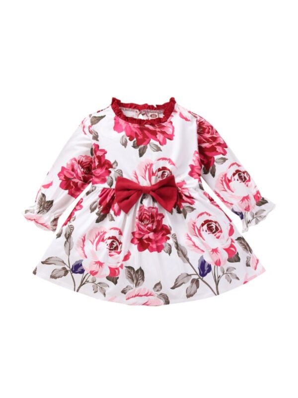 Infant Girl Frill Neck Floral Dress