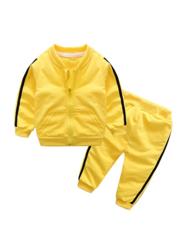 2 Pieces Infant Toodler Sports Set Side Stripe Jacket With Pants