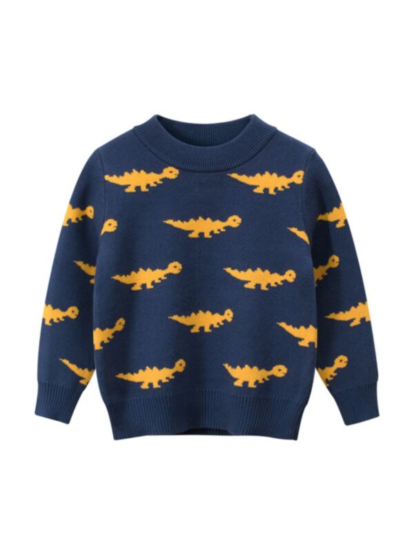 Kid Boy Dinosaur Knit Sweater