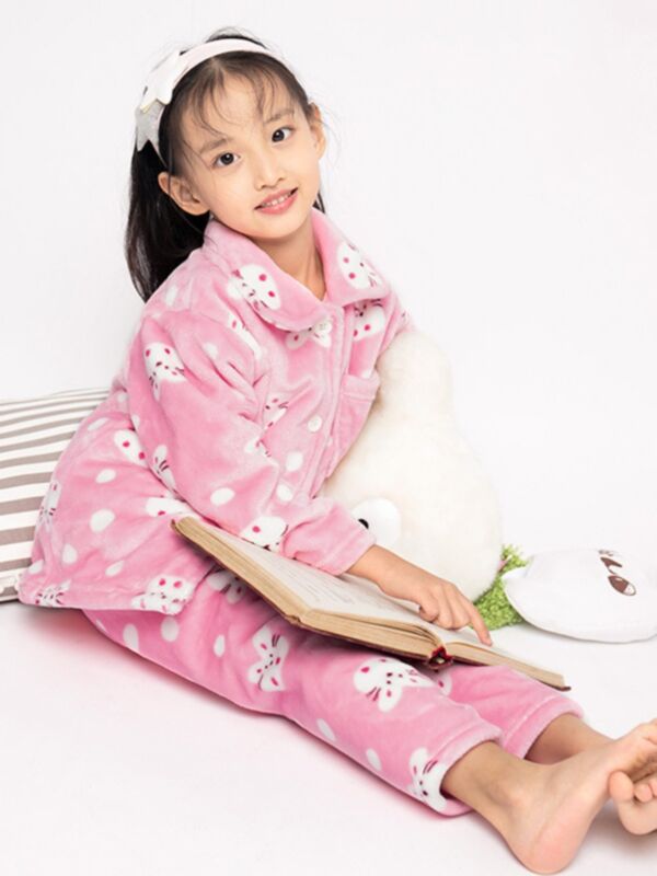 2 Pieces Kid Girl Cartoon Homewear Set Top And Pants