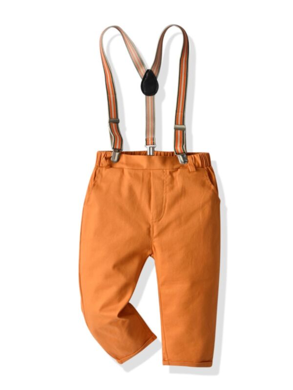 Kid Boy Solid Color Suspender Pants