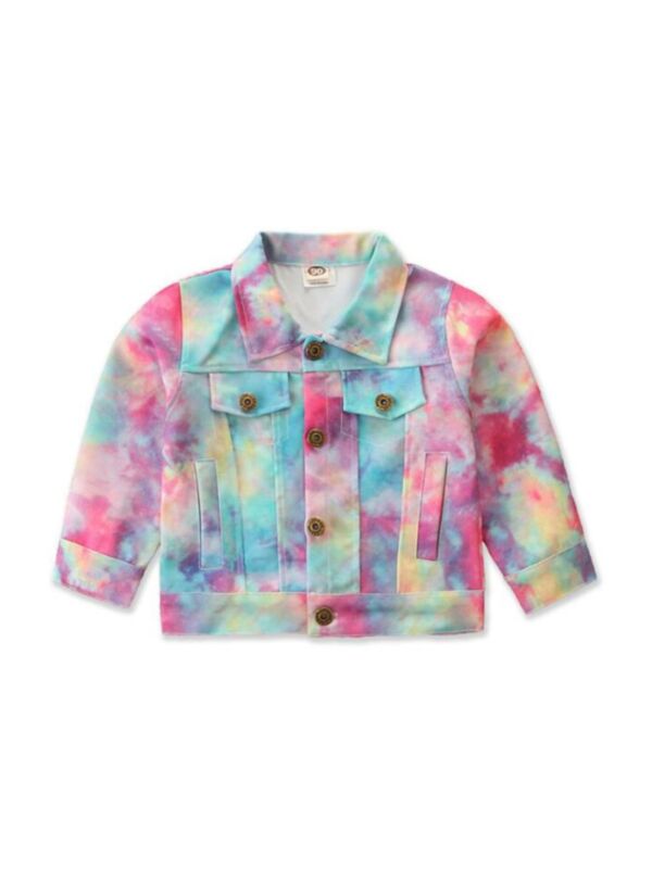 Kid Girl Tie Dye Button Up Jacket