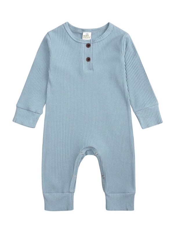 Baby Rib-Knit Solid Color Jumpsuit