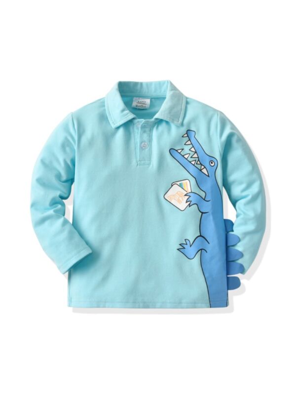 Kid Boy Polo Collar Dinosaur T-shirt