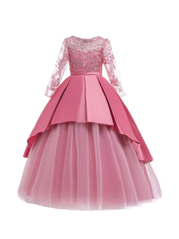 Kid Girl Beaded Mesh Formal Dress