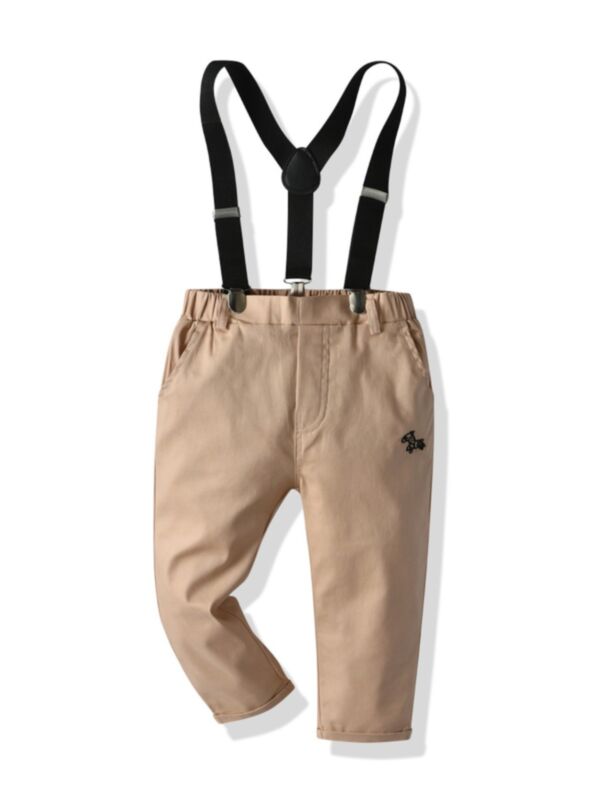 Kid Boy Embroidery Horse Overall Pants