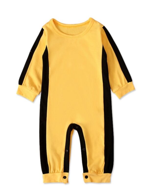 Baby Crew Neck Yellow & Black Jumpsuit