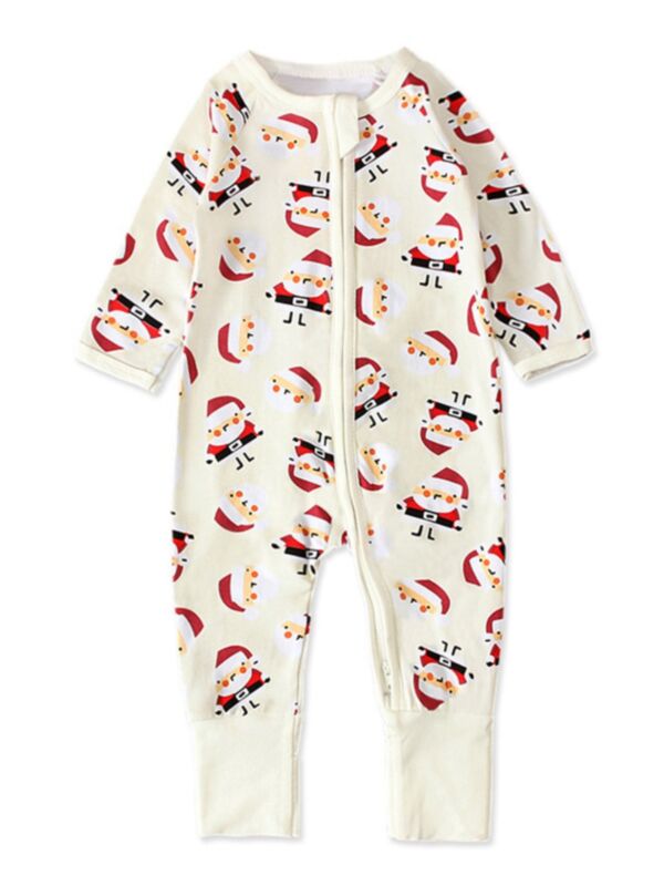 Baby Girl Xmas Santa Printed Jumpsuit