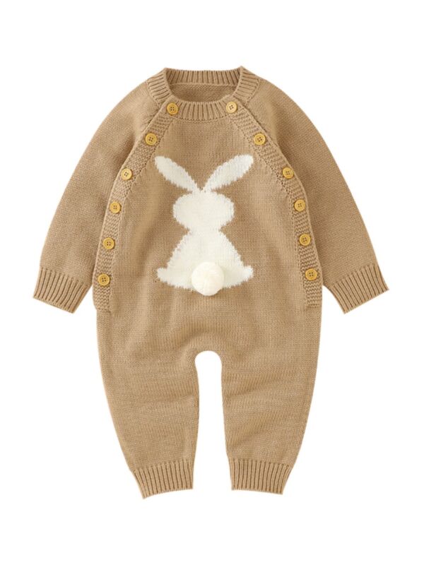 Baby Girl Rabbit Knit Jumpsuit