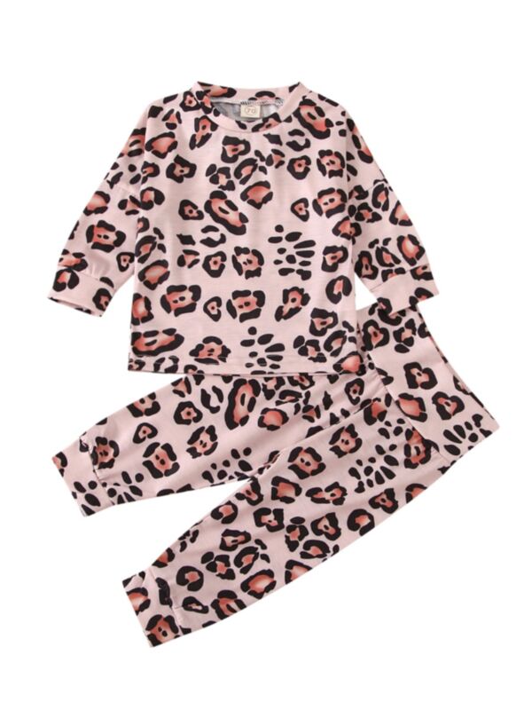 2 Pieces Baby Girl Leopard Top And Pants Set